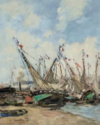 Trouville, havnen, strandede seilbåter