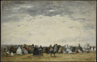 Ferierende på stranden i Trouville