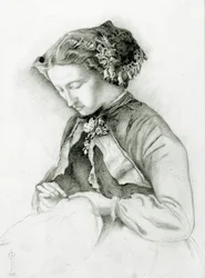 Portrett av Effie med revebjeller i håret (The Foxglove) 1853