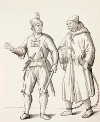 Byssesoldat fra det sekstende århundre med en bysseslave, ca. 1880