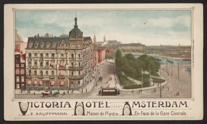 Victoria Hotel, Amsterdam (farget gravering)