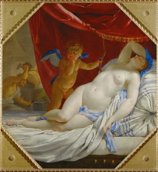 Venus sovende, overrasket av kjærlighet - Venus sovende, overrasket av Amor … (maleri på lerret)