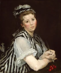 Jente med kirsebær, ca. 1870.
