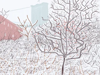 Fugl i snø, Brooklyn Bridge Park (digital kunst)