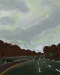 Kjøring på Long Island Expressway, 2017 (håndtegnet på en iPad med en Apple-blyant)