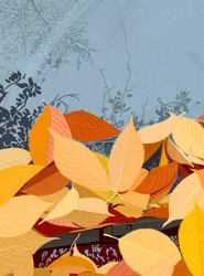 Falne kirsebærblader på bilfrontrute (digital kunst)