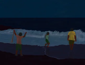 Final Fire Island Beach Om Natten (digital kunst)