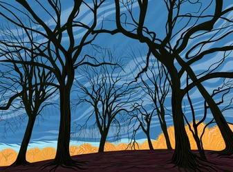 Almelund tidlig på vinteren (digital kunst)