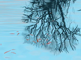 Koi og tregrener (digital kunst)
