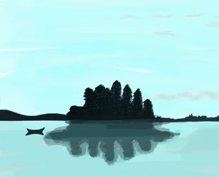 Innsjø i Maine, 2015 (håndtegnet på en iPad med en Apple-blyant)
