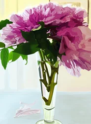 Magenta peoner i vase (digital kunst)