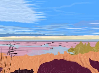 Hudsonelven sett fra Hudson, New York. (digital kunst)
