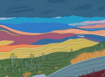 Utsikt over Catskill-fjellene om høsten (digital kunst)
