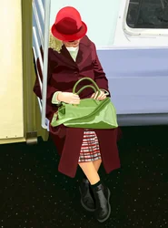 Kvinne på t-banen (digital kunst)
