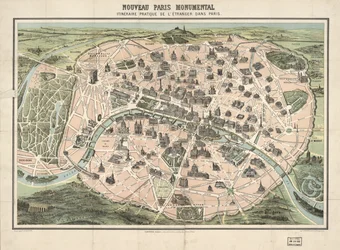 Utvalgte bygninger vist billedmessig. Fugleperspektiv. LC kopi montert på duk. Også tilgjengelig via Library of Congress-nettstedet som et rasterbilde