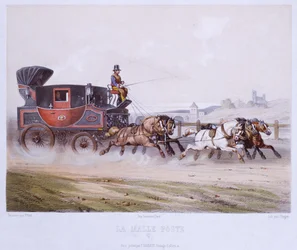 The Mail Coach, gravert av Charles Bargue (1826-83)