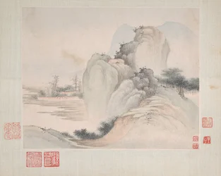 Landskap malt for Yuweng, datert 1673.