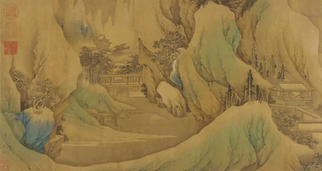 Reiser ved daggry i de snødekte foten, Qing-dynastiet, 1600-tallet.