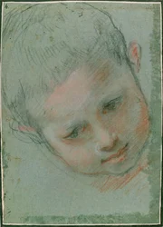 The Head of a Boy, ca. 1586-89 svart, rødt, hvitt og kjøtttonet kritt)