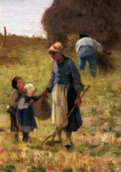 Harvest, maleri av Federico Rossano (1835-1912), olje på lerret, 65x80 cm, detalj