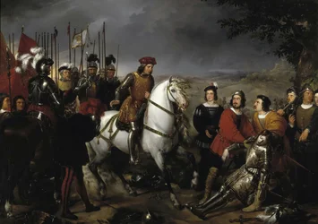 Norsk: Den store kapteinen vandrer gjennom slagmarken i slaget ved Cerignola Gonzalo Fernández de Córdoba i slaget ved Cerignola eller Norsk: Den store kapteinen etter slaget ved Cerignola finner liket av Ludvig av Armagnac Gonzalo Fernández de Córdoba