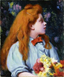 Jente med blomster av Zandomeneghi, Federico