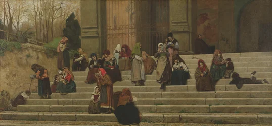 De fattige på trappene til klosteret Ara Coeli i Roma, 1872