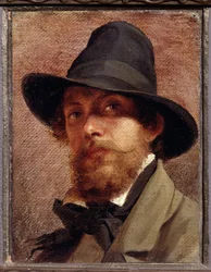 ""Selvportrett"" Maleri av Feodor Andreyevich Bronnikov (1827-1902) 1856 State V. Tropinin-Museum, Moskva