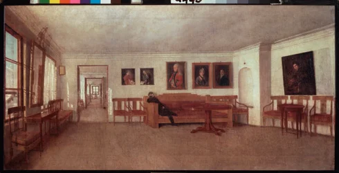 Interiør av A Semenskys hus nær Tver (Russland) - Interiør av A Semenskys hus nær Twer - Maleri av Fjodor Mikhailovich Slavyansky (1819-1876), olje på lerret - russisk kunst
