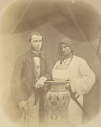 Portrett av J.D. Forsyth, Esq., C.S. Sec., sjefsjef ved Oude med sin indiske tjener