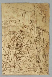 Tilbedelse av hyrdene; Arcangle St. Michael etter Raphael; St. Margarite etter Rafael; Aloof de Wignancourt av Caravaggio; Putti; Studie av vannflommen; Verso: Disposisjon etter Volterra; St. Cecilia etter Rafael; Del av ekteskapet til Henry IV med...