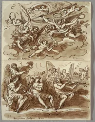 Engler som bærer symboler for martyrium, studie etter Domenichino