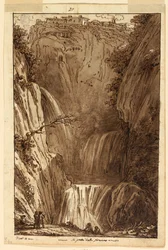 Tegning, Sirenens grotte i Tivoli, omkring 1813
