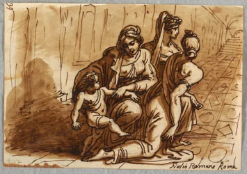 Gruppe med figurer, studie til Donasjonen, etter Giulio Romano