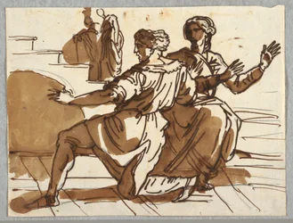 Man and Woman, tegneserie for "Death of Ananias" etter Raphael Sanzio