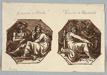 Mars og Juno; Mercury and Diana satt i Diagonal Composition