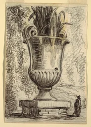 Monumental vase i en park