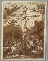 Korsfestelsen, studie etter Ludovica Carracci