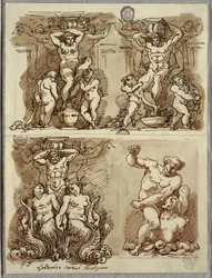 Three Herms, studier etter Carracci