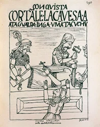 Inkakeiser Atahualpa henrettet av spanjoler i Cajamarca, 28. juli 1533