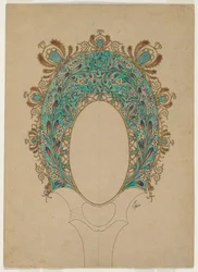 Design for et håndspeil, ca. 1900-1902.