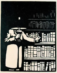 Bokelsker med lampe i biblioteket sitt