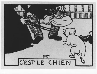 Gulrothår: ""det er hunden"", Jules Renard, illustrasjon av Felix Vallotton, red. Flammarion.