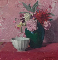 Grønn vase og hvit skål, 1919.