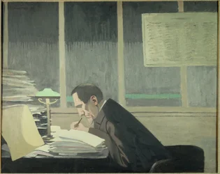 Portrett av Felix Feneon (1861-1944), kunstkritiker, journalist og magasindirektør ved La revue blanche"" Maleri av Felix Vallotton (1865-1925) (ec.suiss)
