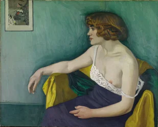 Ung kvinne sittende i profil, 1914