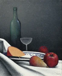 Ost og frukt (olje på lerret)