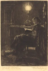 Lampeleser (kvinne leser av Lamplight)