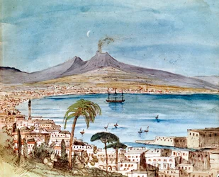 Akvarell av Vesuv av Felix Mendelssohn fra en bildebok for sønnen Paul.