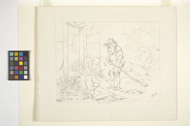 Illustrasjoner av Rip Van Winkle, plate 5 (litografi)